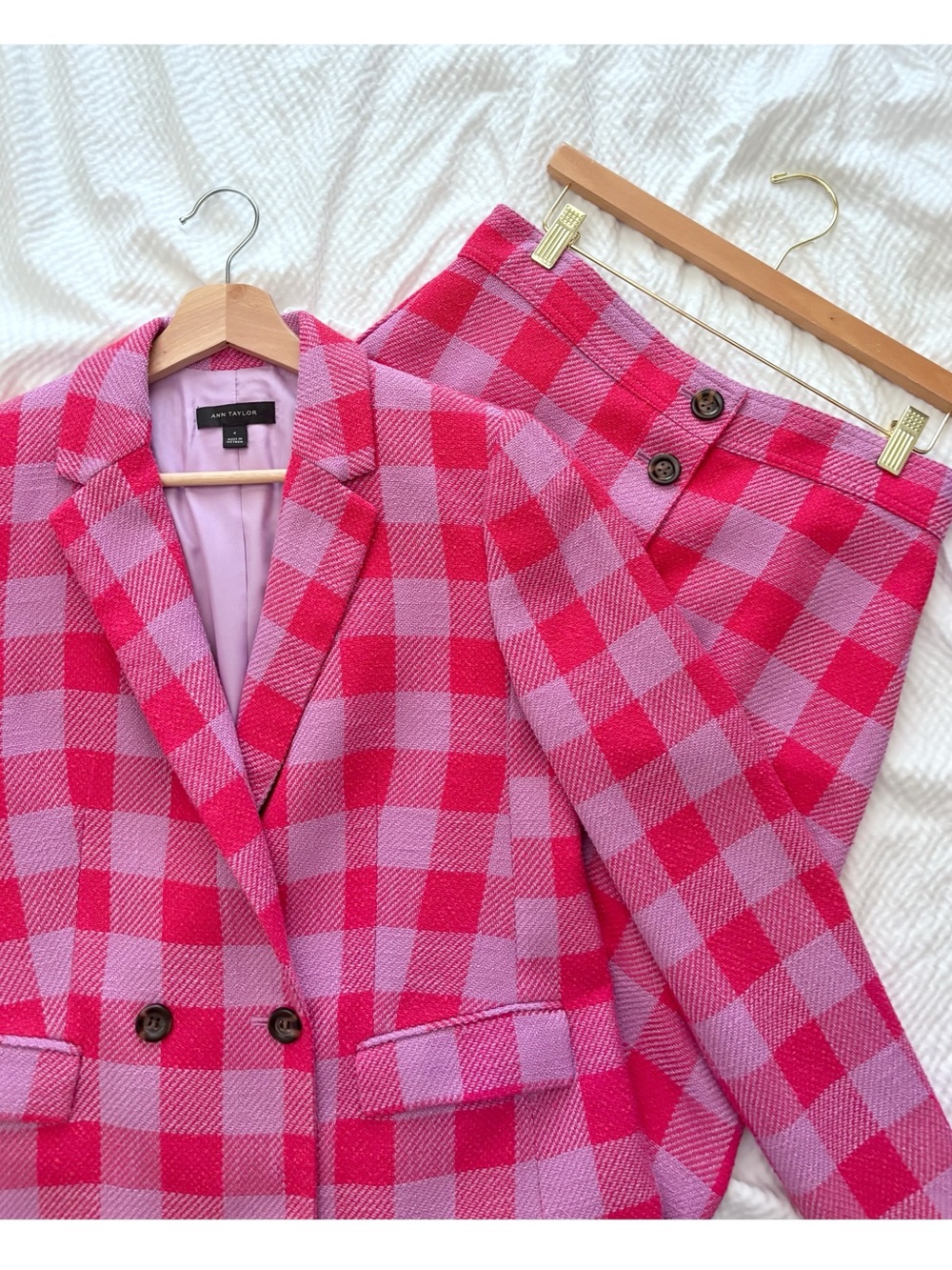 Ann Taylor Checkered Skirt Suit